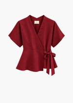 Rosette Printed & Linen Top