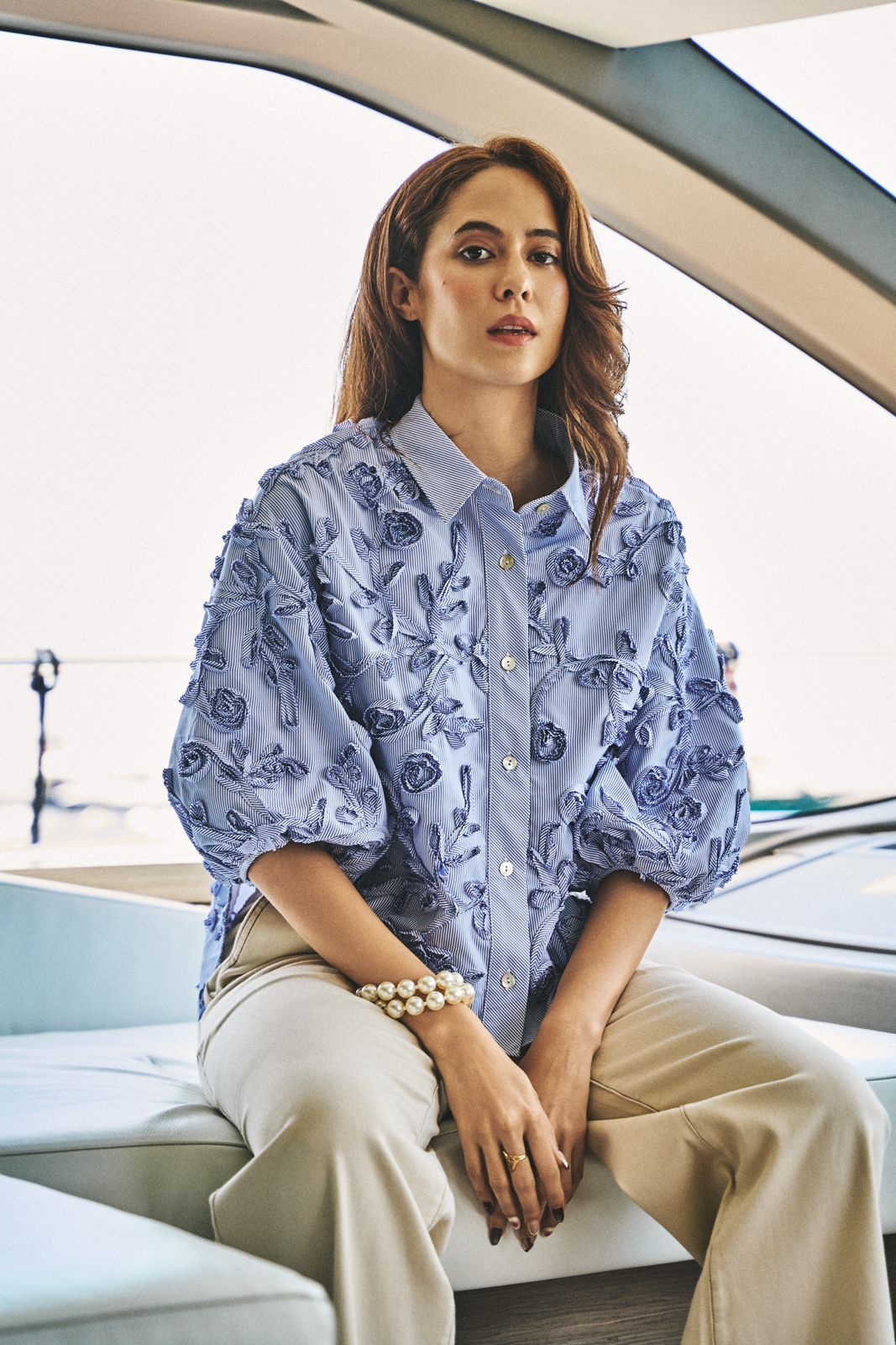 Bloom Cotton Stripes with Appliqué / Embroidery Top
