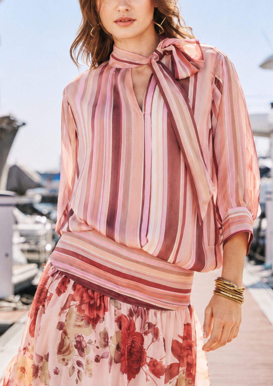 Clara Printed Chiffon Silk Blend Top