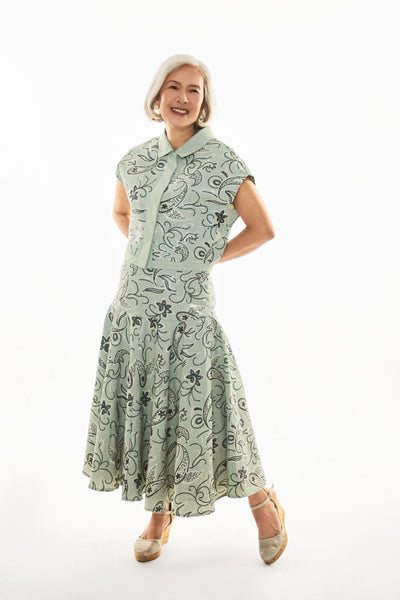Lily Cotton Stripes with Sequined Paisley Top