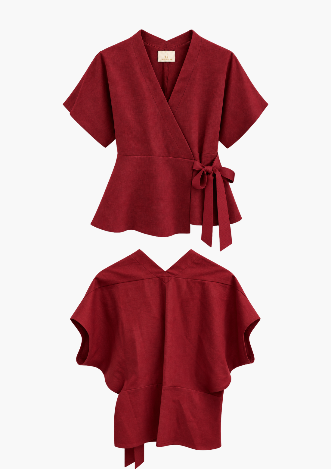 Rosette Printed & Linen Top