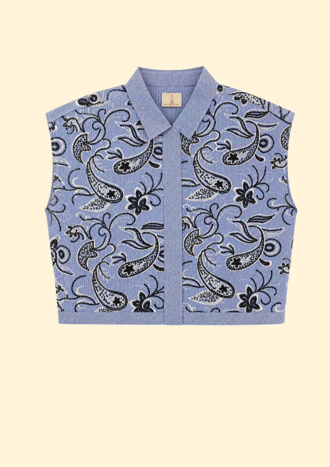 Lily Cotton Stripes with Sequined Paisley Top